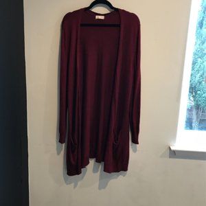 Style & Co Size XXL Burgundy Long Sleeve Open Front Cardigan